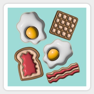 BREAKFAST FRIED EGGS TOAST JAM WAFFLES - UnBlink Studio by Jackie Tahara Sticker